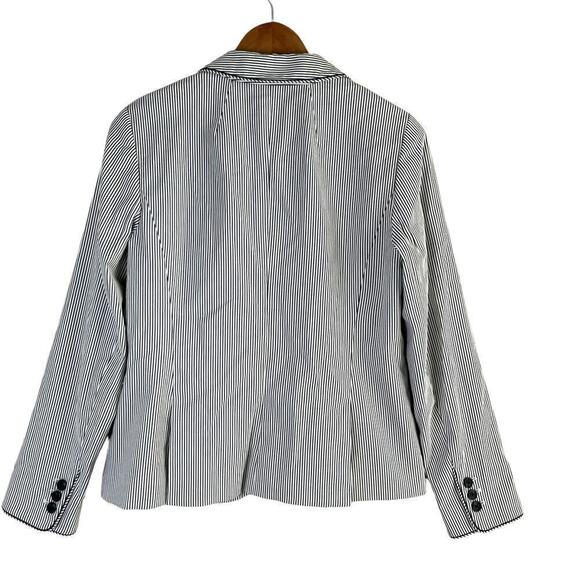 Talbots‎ Stripe Piped Blazer Jacket in Black and White Cotton Stretch, Size 4 - Picture 12 of 14